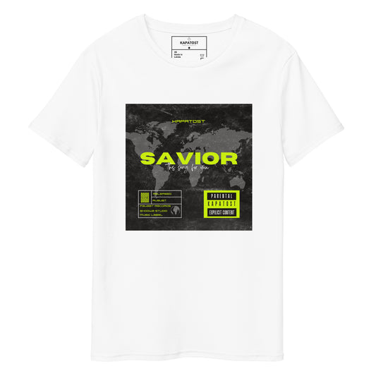 Savior World - T-shirt in cotone premium uomo