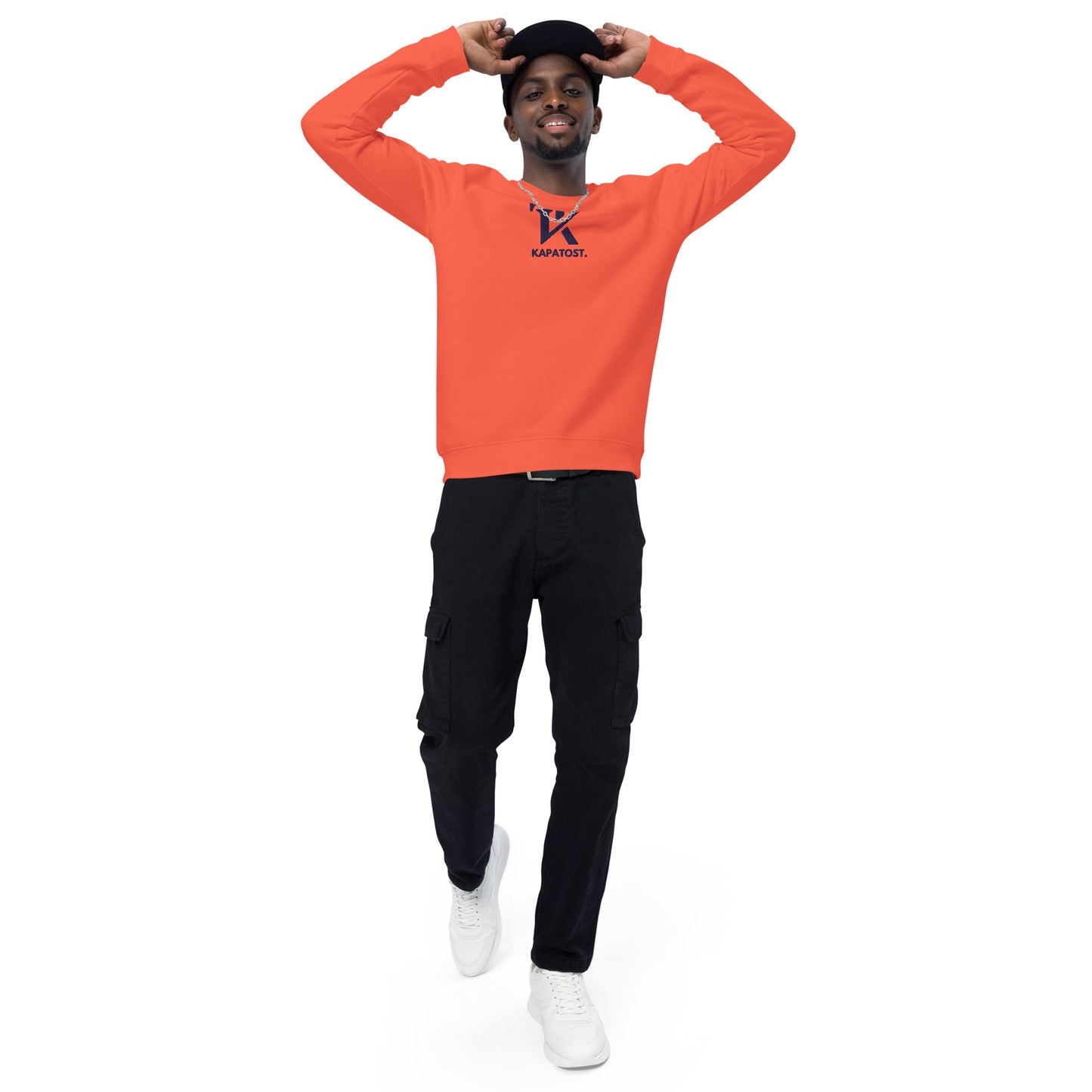 KT Orange intense - Felpa raglan in tessuto organico unisex