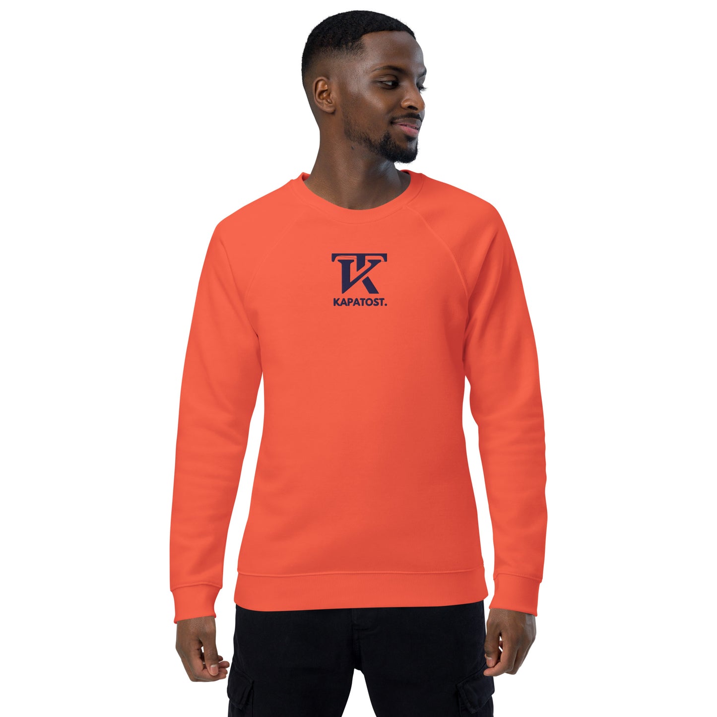 KT Orange intense - Felpa raglan in tessuto organico unisex