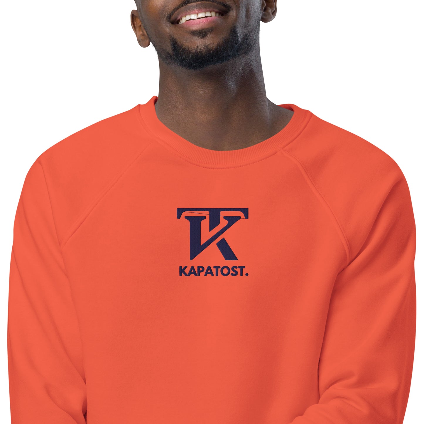 KT Orange intense - Felpa raglan in tessuto organico unisex