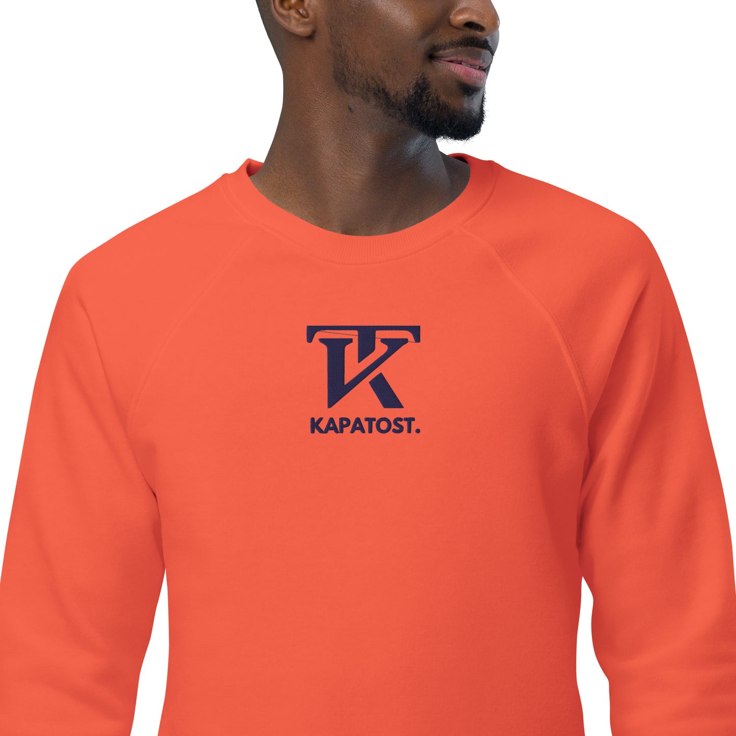 KT Orange intense - Felpa raglan in tessuto organico unisex